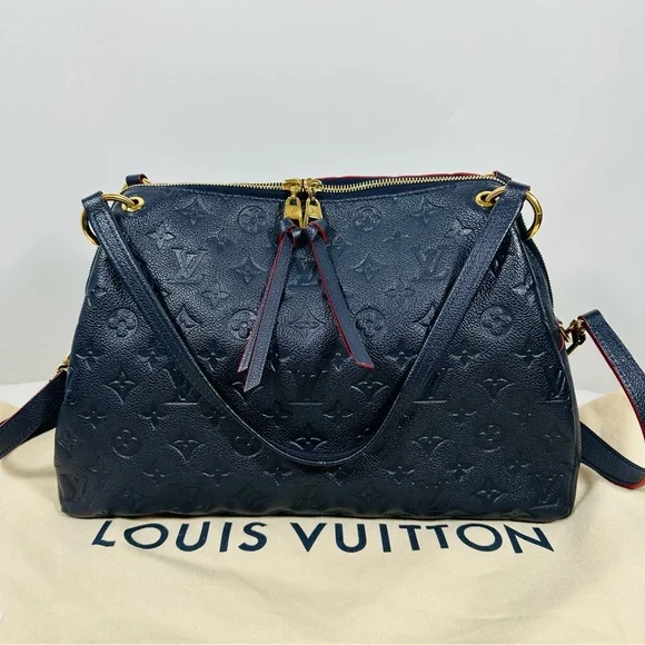 Louis Vuitton Ponthieu Handbag Monogram Empreinte Leather PM Blue Marine Rouge - Picture 1 of 16